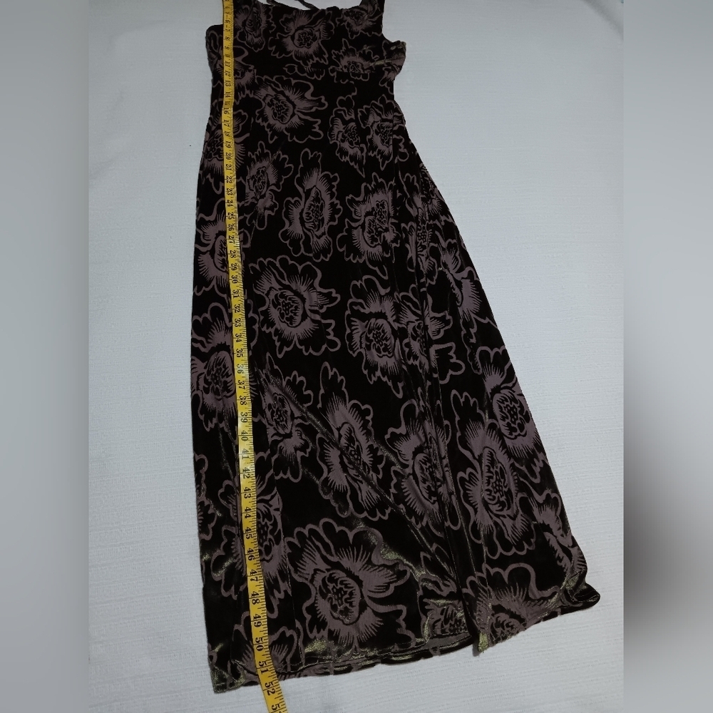 EUC TAYLOR Moss Green Floral Burnout Fall Cowl Neck Maxi Dress Size 6 - Picture 9 of 12